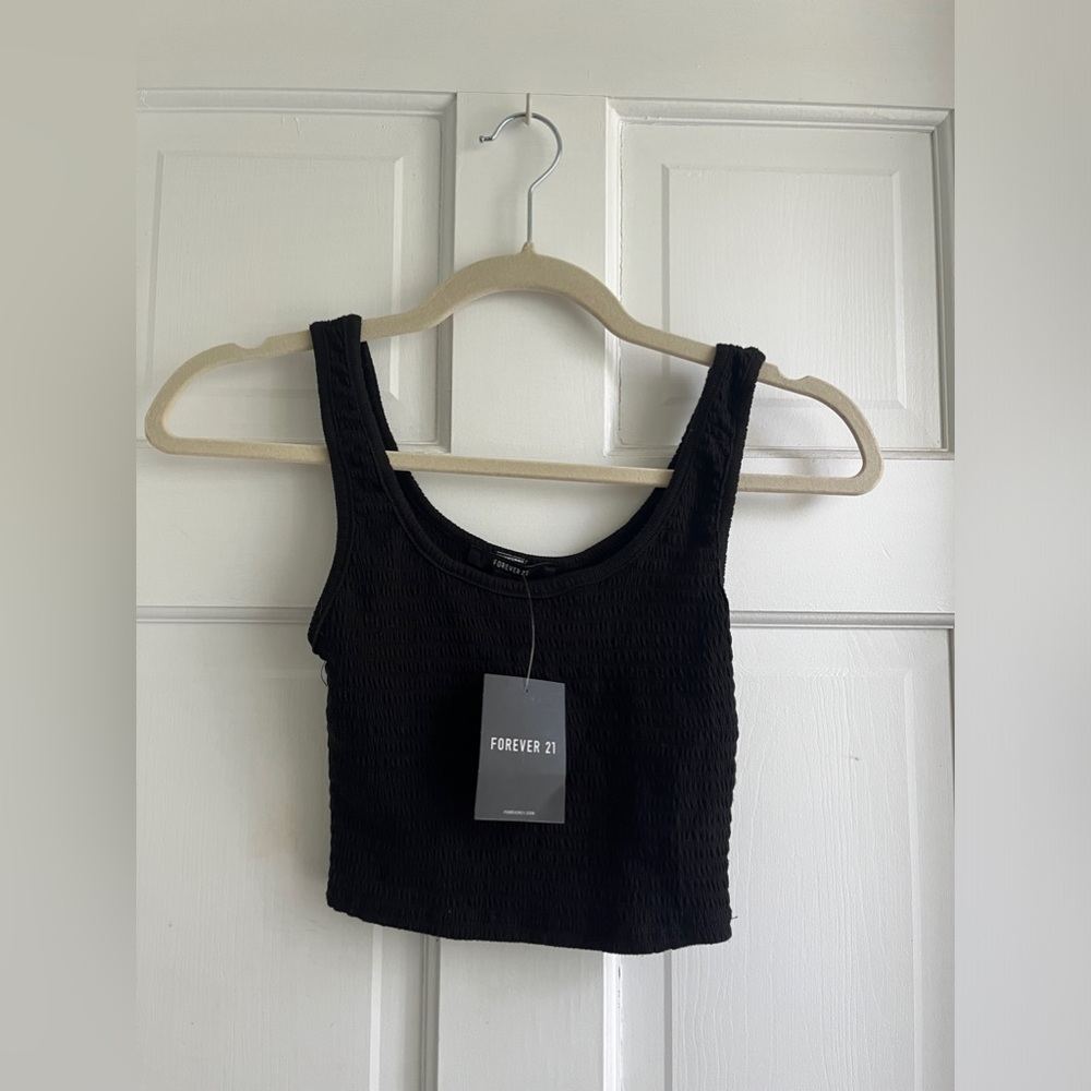 NWT Forever 21 Black Rouched Tank